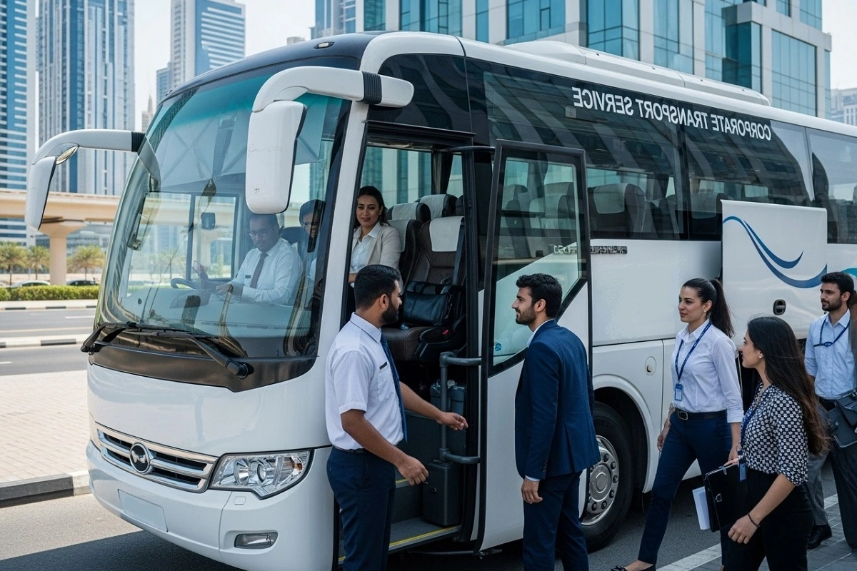 50 Seater Office Staff Transport for Large Corporate Teams in Dubai and Abu Dhabi Staff Transport Service In UAE